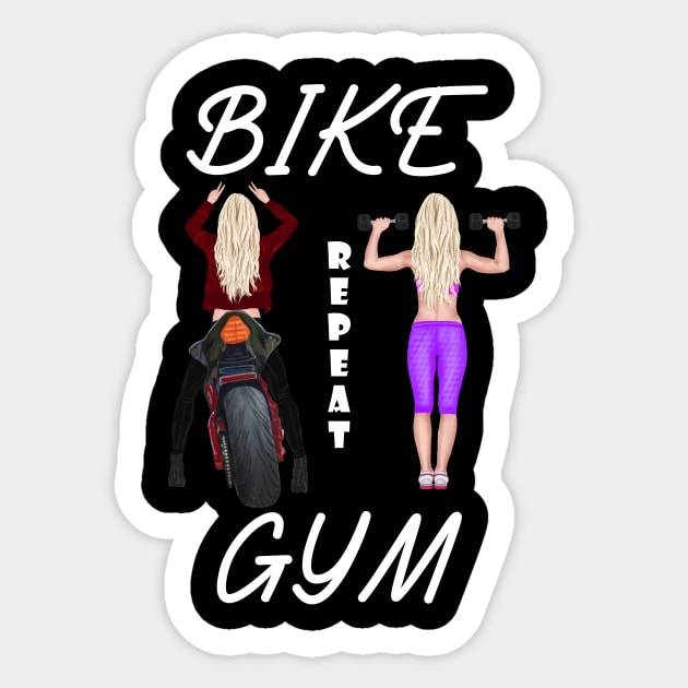 Bike, Gym, Repeat Sticker by Rossla Designs